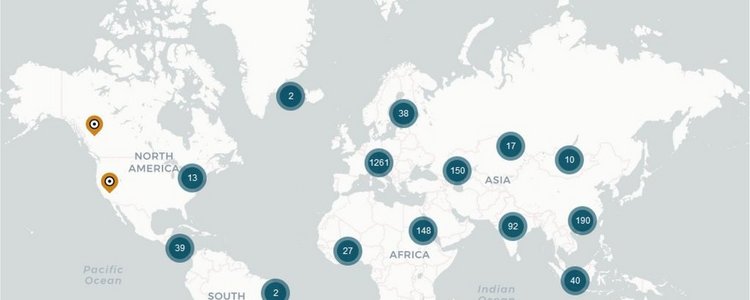 Screenshot Weltkarte mit Punkten