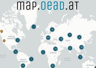 Landkarte mit Schriftzug map.oead.at