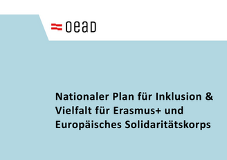 Titelblatt des Nationalen Plans für Inklusion & Vielfalt für Erasmus+ und Europäisches Solidaritätskorps