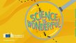 Logo von Science is wonderful: Zu sehen ist eine Lupe, die eine Ameisenstraße verfolgt. Der Titel ist ebenfalls in der Lupe zu sehen.