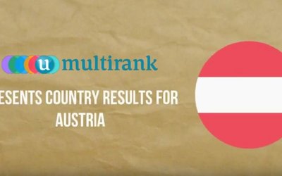 Logo of U-Multirank, on which the wording and an Austrian flag can be seen.