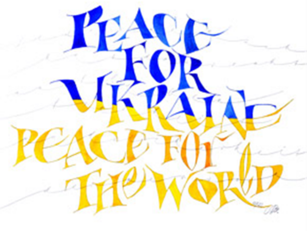 Schriftzug Peace for Ukraine
