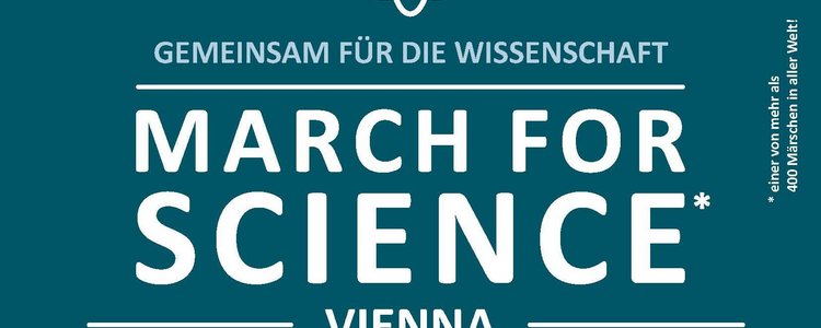 Plakat der Initiative "Vienna March for Science" mit Demoroute durch die Stadt Wien