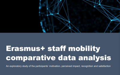 Titelseite der Studie zur Erasmus+ Personalmobilität mit Titel der Studie und Logos der ACA und der Europäischen Kommission