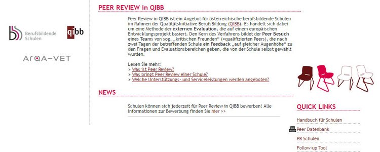 Screenshot zur Information über das Relaunch der Peer Review Homepage