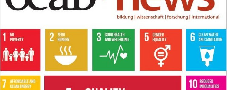 SDG Icons of SDG 1 to 12 under the OeAD news headline