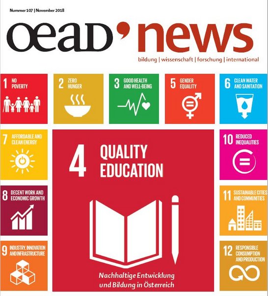 SDG Icons of SDG 1 to 12 under the OeAD news headline