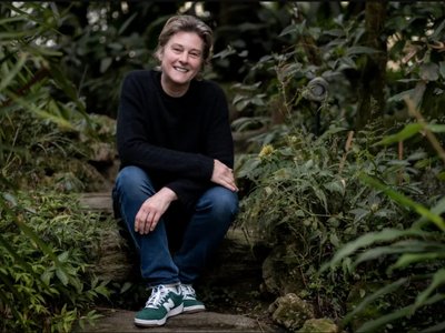 Researcher Christian Biasi surrounded by plants