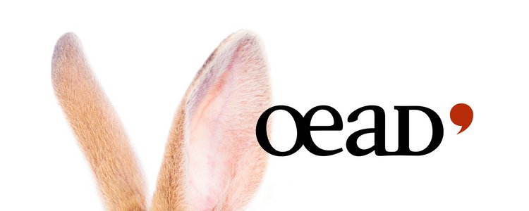Ohren von einem Hasen und ein OeAD-Logo