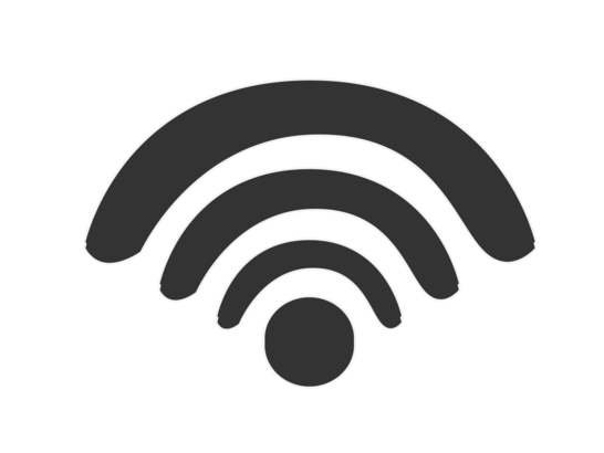 Grey podcast sign consisting of a filled circle and above it three filled arches of different sizes