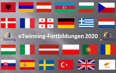 Flaggen der Ländern, in denen eTwinning-Fortbildungen 2020 stattfinden