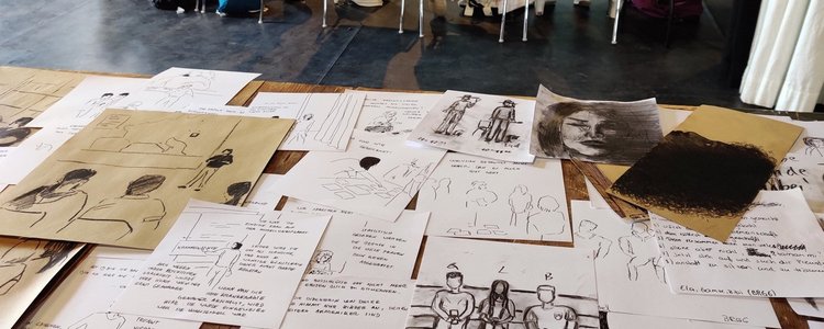 Graphic recordings (von Felix Deiters) als Dokumentation des dritten Erinnerungs-Labs mit einer Schulklasse des BRG6 Marchettigasse 