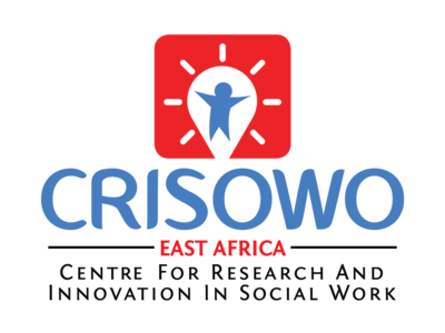 Blue, red and black colored CRISOWO-Logo on white background