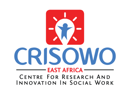 Blue, red and black colored CRISOWO-Logo on white background