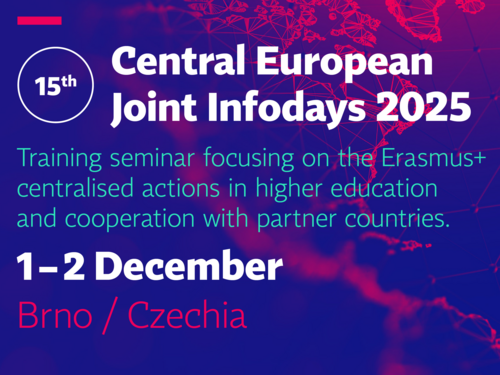 Grafik mit dem Text: "Save the date.  Central European Joint Infodays 2025. 1-2 December. Brno"