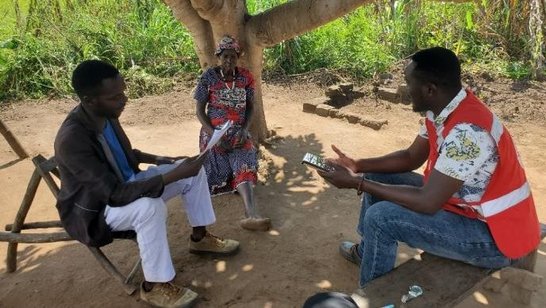 A man being interviewed.