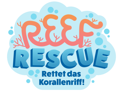 Schriftzug "Reef Rescue. Rettet das Korallenriff"