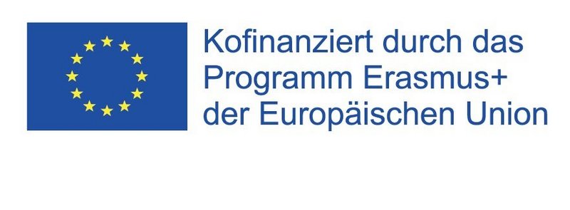 Ein Logo: Links die Flagge der EU, daneben der Text: Kofinanziert durch das Programm Erasmus+ der Europäischen Union